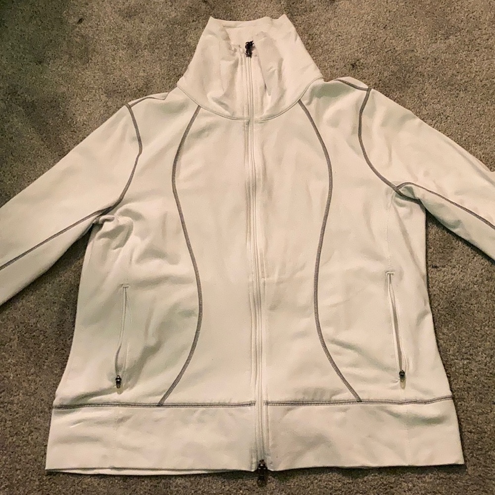 Active white zip up